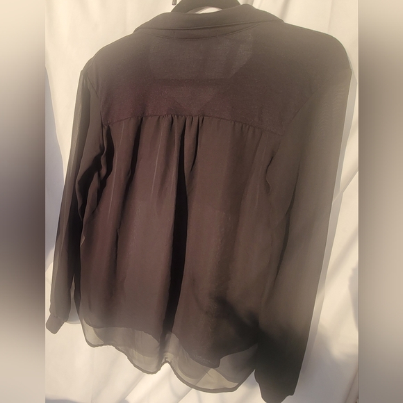 🍬TEE BY BIG STAR Women's black button down sheer blouse Size Small - Picture 4 of 6